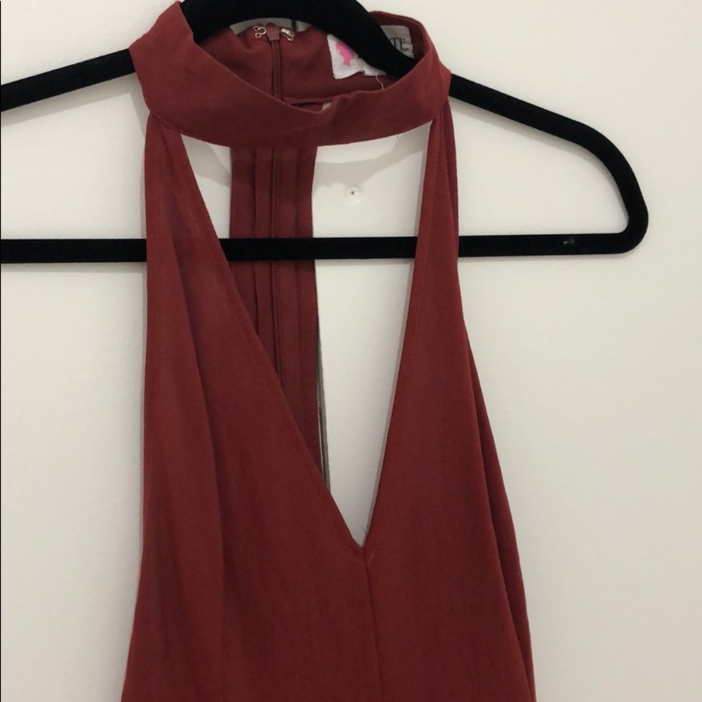 Deep Red Romper with Pant Legs - Picture 2 of 2